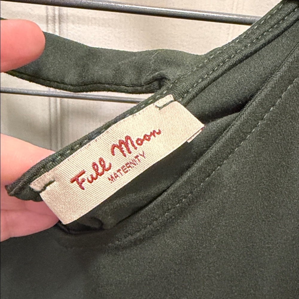 Maternity V-Neck Olive Top - Picture 2 of 3